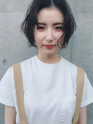 ショート ストンボブ/レイヤー 艶カラー💎ヒデジのヘアスタイル