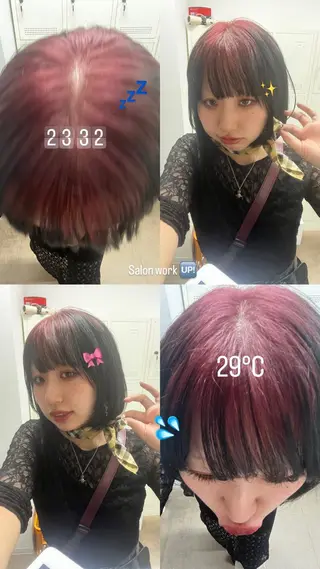 ミディアム カラー 岡山ハイトーン・ ルーツカラー/こもものヘアスタイル