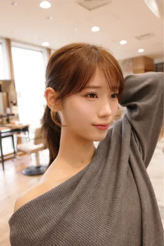 セミロング 韓国くびれヘア 顔まわり新宿/さやかのヘアスタイル