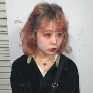 ミディアム カラー ピンクベージュ/新潟 万代/高橋桃葉🍑のヘアスタイル