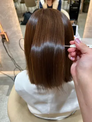 ミディアム ボブ/巻ける縮毛矯正 /韓国レイヤーはなのヘアスタイル