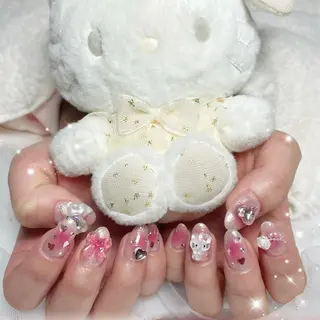 ネイル 🎀藤沢ガーリーネイ ル/長さ出し🎀のネイルデザイン