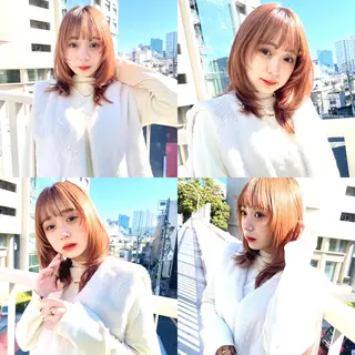 ミディアム カラー ボブヘアカット Rikapi❤️のヘアスタイル