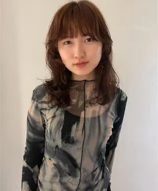 ミディアム ナチュラル/似合わせ /ベージュ/齋藤朱夏のヘアスタイル