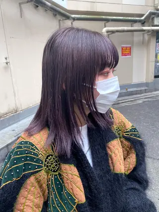 ミディアム カラー ヒカル/ミディアム パーマ/ロングパーマのヘアスタイル