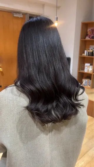 セミロング パーマ ‎💚韓国風パーマ 🇰🇷💚 ちえのヘアスタイル