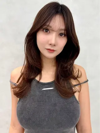 ロング カラー 🇰🇷韓国レイヤー ケアカラー／田川佑紀のヘアスタイル