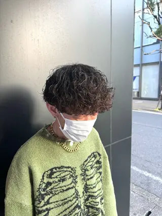 ミディアム パーマ メンズ 柏メンズカットパーマ NO.1タイチのヘアスタイル