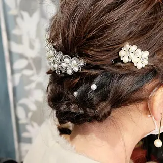 ヘアアレンジ セミロング yas骨格修正カット ヤス派手神美容師のヘアスタイル