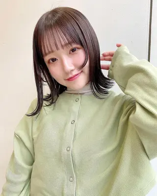 ミディアム カラー パーマ 店長/mao/ 前髪/顔周りカットのヘアスタイル