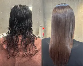 セミロング パーマ うるつやストレート パーマ🫧ちひろ🫧のヘアスタイル