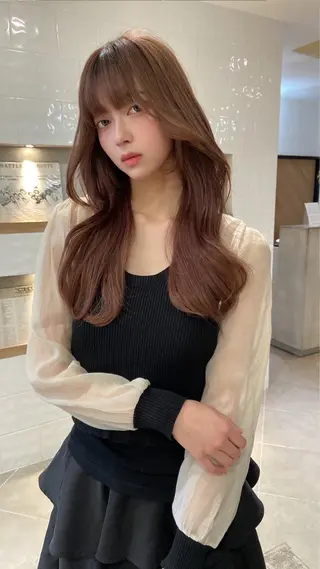 ロング 女性らしいモテヘア 韓国ヘアhikariのヘアスタイル