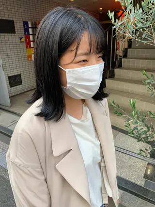 ミディアム カラー ヘアアレンジ 🫧透明感カラー/ ボブ/小笠原汐海🪽のヘアスタイル