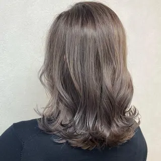 ミディアム カラー コテ巻き風パーマ★ はるさんのヘアスタイル