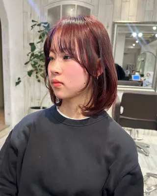 ミディアム 縮毛矯正/ショート/ レイヤー/畑中正敏のヘアスタイル