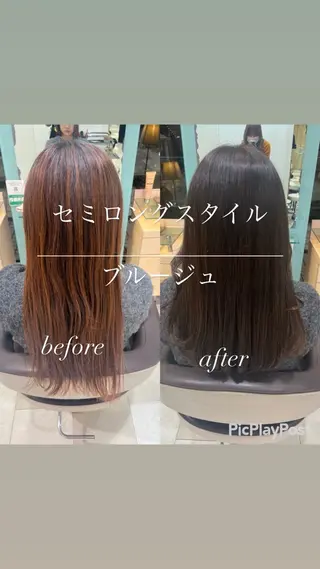 セミロング カラー 大人女性ぼかし メンズ強化🦙平作のヘアスタイル