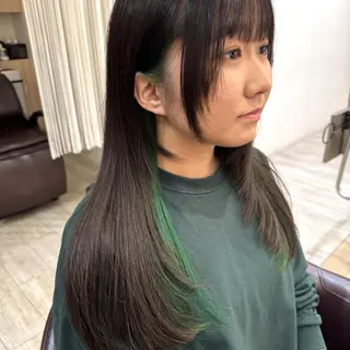 セミロング カラー 湯浅 了一のヘアスタイル