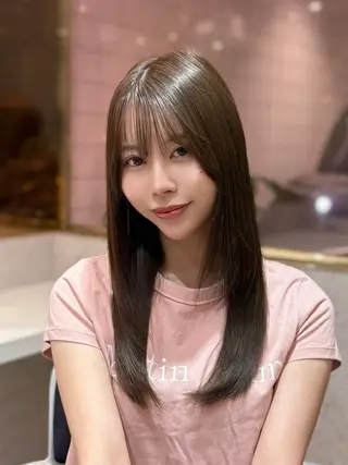 ロング カラー パーマ ヘアアレンジ キッズ 新宿/小顔レイヤー/ 顔まわり/西慶太朗のヘアスタイル