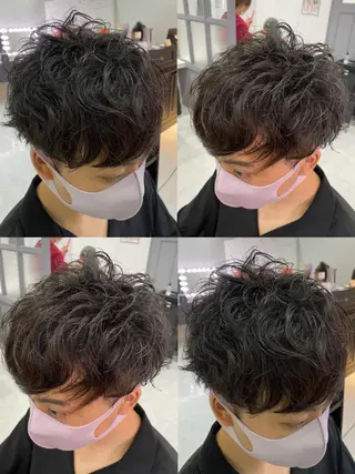 ショート カラー パーマ ヘアアレンジ メンズ 🔥メンズパーマ特 化🔥渡辺一翔🔥のヘアスタイル