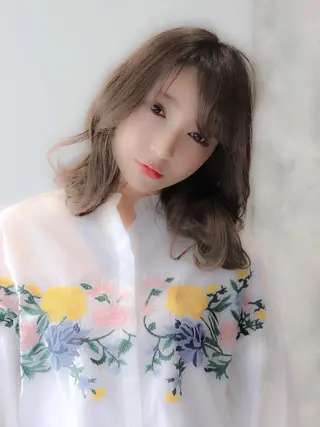 セミロング カラー パーマ 髪質改善🌈縮毛矯正 荻原　達矢のヘアスタイル