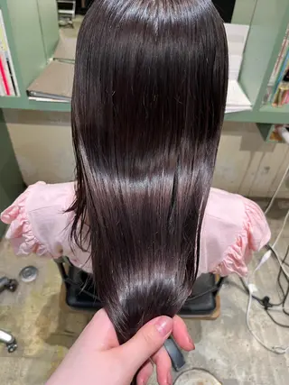 ロング カラー 酸性縮毛矯正 Coreすずのヘアスタイル