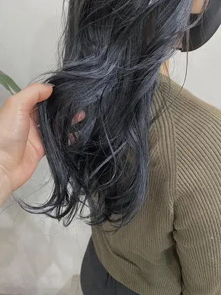 ロング カラー ヘアアレンジ 暗髪カラー🫐パーマ おくだりんかのヘアスタイル