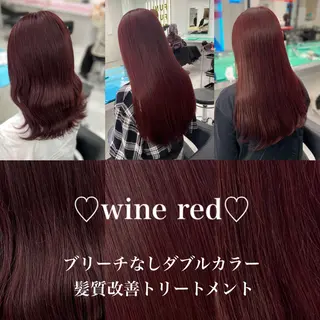 ロング カラー ワインレッド 🍒KAHOのヘアスタイル
