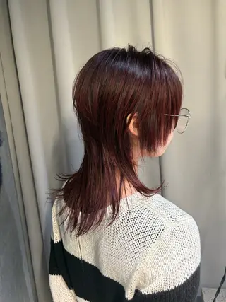 ミディアム カラー rilas博多所属・博多JYUI/ウルフ ハイトーン/デザインのヘアスタイル