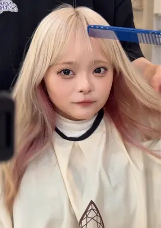 ロング ボブ、レイヤー、 ハイトーン、古淵のヘアスタイル