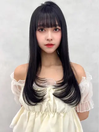 ロング カラー 韓国レイヤー/ 顔まわり/西野和裕のヘアスタイル