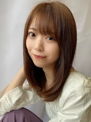 セミロング カラー パーマ 🧡くびれヘア/前髪 顔周り🧡久原結衣のヘアスタイル