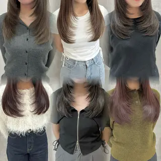 セミロング カラー はちすか るかのヘアスタイル