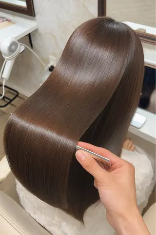 ロング 韓国ヘア×髪質改善 縮毛矯正のヘアスタイル