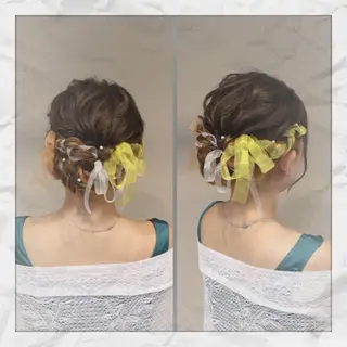 ミディアム ヘアアレンジ ヘアセット/着付け 𓇼 松本 夏美𓇼のヘアスタイル