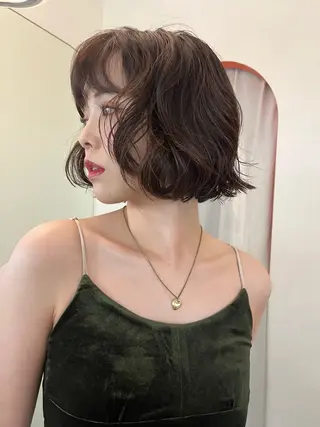 ショート レイヤー/ケアパーマ /ニュアンス/モードのヘアスタイル