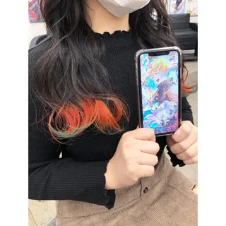 セミロング カラー 推しカラー✨ オタク美容師ユウカのヘアスタイル