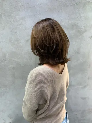 ミディアム カラー ✨コテ巻き風パーマ ✨川合佑哉のヘアスタイル