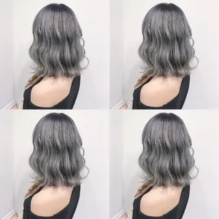 セミロング カラー JuNブリーチに 縮毛矯正するプロのヘアスタイル