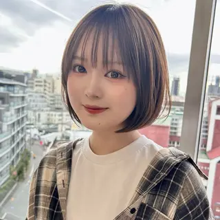 ショート カラー 美髪矯正/艶髪カラー 🌟小顔に見えるボブのヘアスタイル