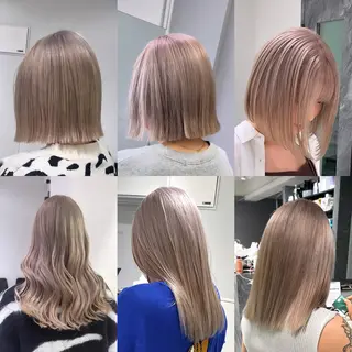 セミロング カラー ケアブリーチ 若杉圭大のヘアスタイル