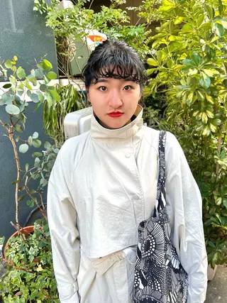 ミディアム パーマ 宮川 日菜子のヘアスタイル