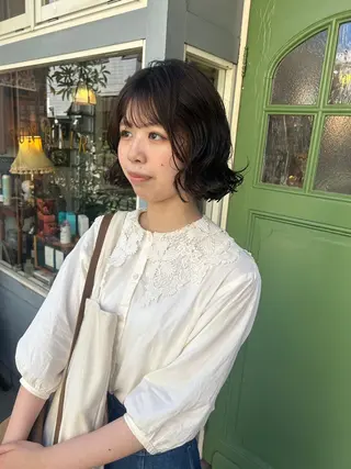 ショート パーマ 清水千優/パーマ/透 明感カラー/メンズのヘアスタイル