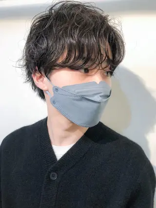 ミディアム パーマ メンズ GO TODAY シェアサロン 原宿本店所属・ボブ/レイヤー/ パーマ/淀川  純のヘアスタイル