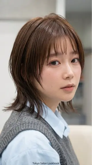 ミディアム カラー 髪質改善/縮毛矯正 /ブリーチ矯正/岡部のヘアスタイル