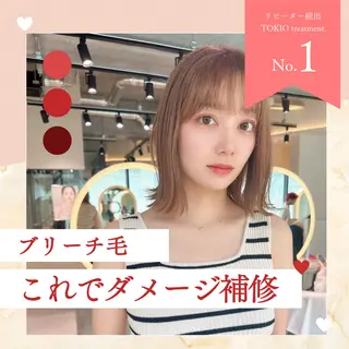 セミロング ❤️ブリーチなし💚 ダブルカラー平野実花のヘアスタイル