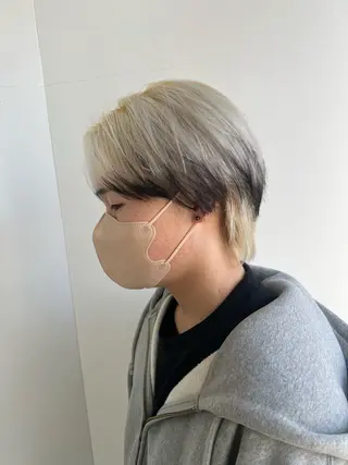 カラー メンズ ダブルカラー寒色系 ボリューム改善ハヤトのヘアスタイル