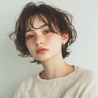 ショート カラー パーマ ブリーチ無しWカラー 🫧CLUTCH砂川のヘアスタイル