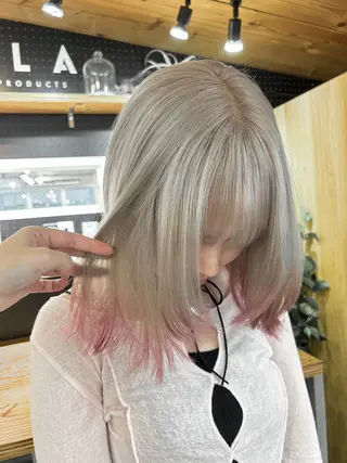 ミディアム カラー ヘアアレンジ 韓国/ハイトーン/ ボブ🎀MIKU🎀のヘアスタイル