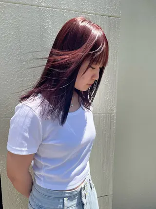 ミディアム カラー アイブロウリフト/ 髪質改善カラー/みわのヘアスタイル