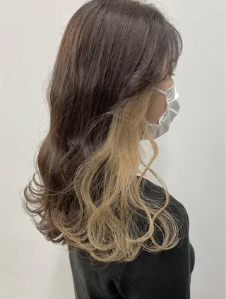 セミロング カラー ヘアアレンジ 🦄インナーカラー 🦄貫井彩花のヘアスタイル